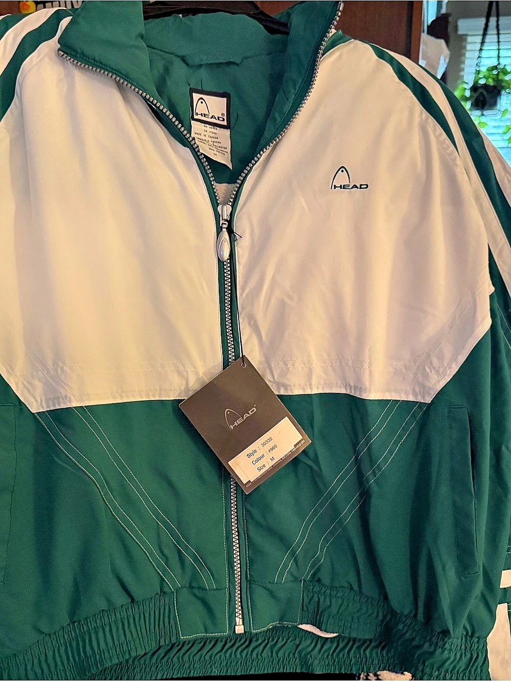 Vintage NWT 80's 90's HEAD Color Block track Jacket in Green & White Size Medium